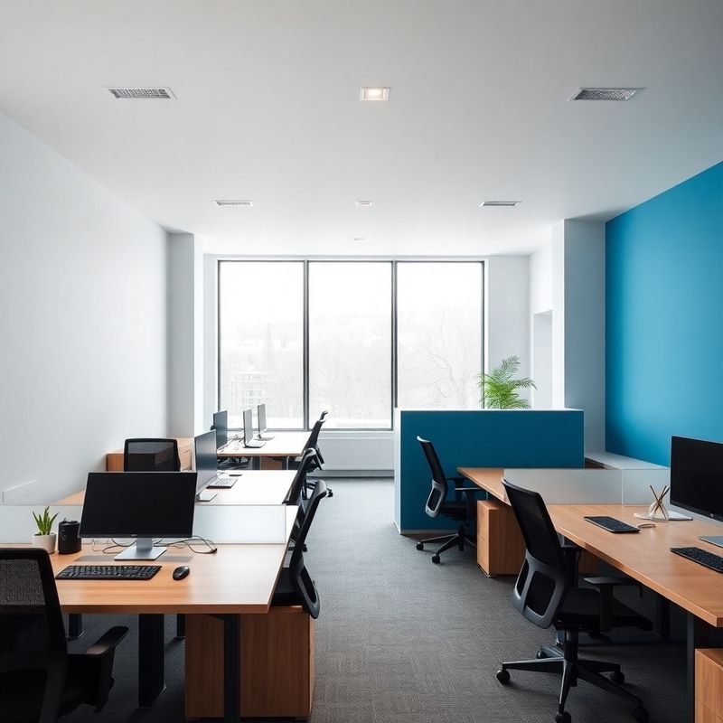 Modernes Büro mit azurblauen Akzenten in Frankfurt