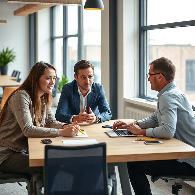 Kleines Tech-Team bei der Zusammenarbeit im Frankfurter Büro